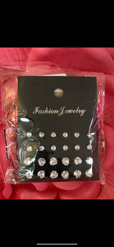 12 pc Earring Dazzling Diamond Set (Faux)